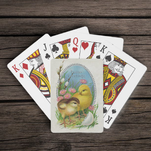 Vintage Easter Spring Baby Chicks Flowers Playing Cards