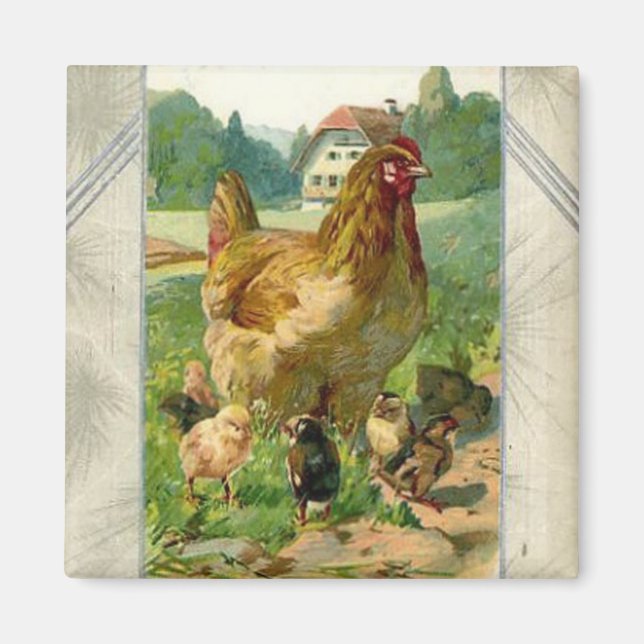 Vintage Easter square magnet (Front)