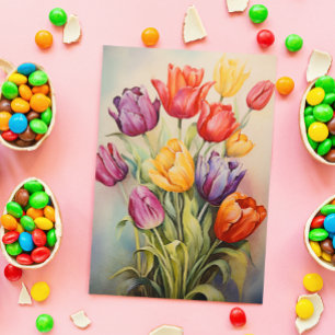 Vintage Easter Tulip Flowers  Card