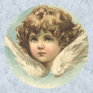 Vintage Easter, Victorian Angel with Lily Flowers Classic Round Sticker