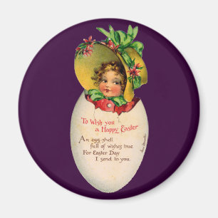 Vintage Easter, Victorian Child in an Egg Magnet