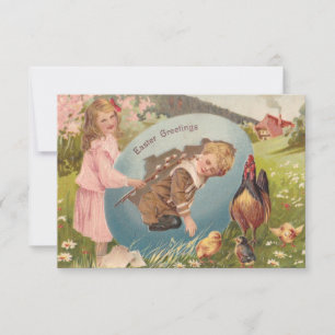 Vintage Easter Victorian Girl & Boy Invitation