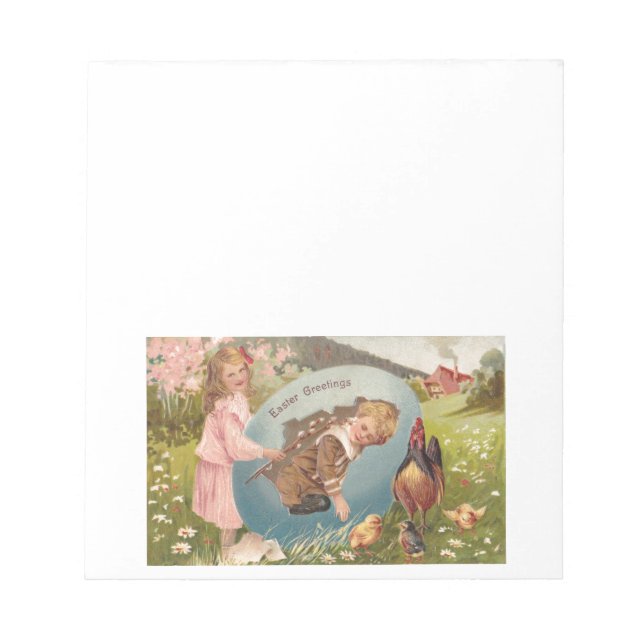 Vintage Easter Victorian Girl & Boy Notepad (Front)