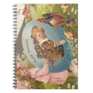 Vintage Easter Victorian Girl & Boy Spiral Notebook