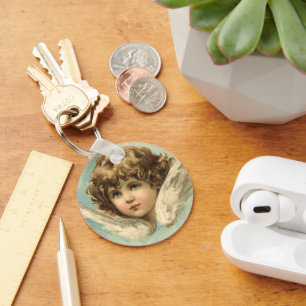 Vintage Easter, Victorian Lily Flowers and Angel Key Ring