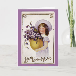 Vintage Easter Violet Girl - Card