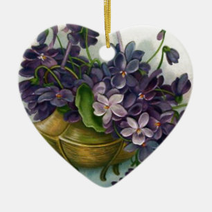 Vintage Easter Violets Ceramic Tree Decoration