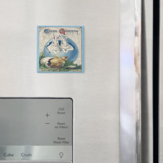 Vintage Easter White Rabbits and Baby Chick. ZSSG Magnet