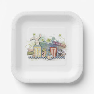 vintage Easter with lots of color Paper Plate