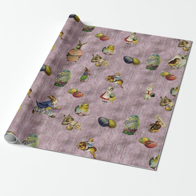 Vintage Easter Wrapping Paper (Unrolled)