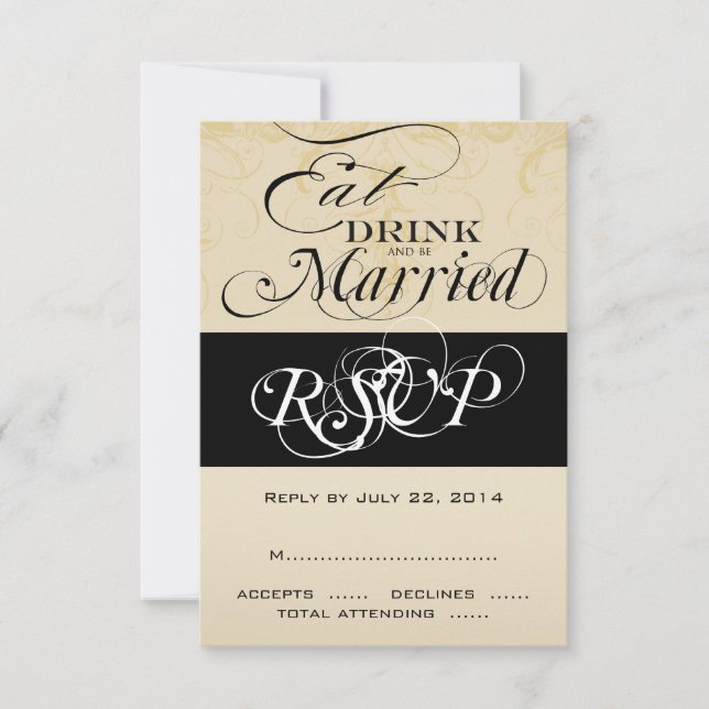Vintage Eat, Drink, and Be Married RSVP Cards (Front)
