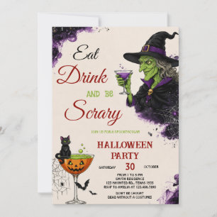 Vintage Eat Drink and Be Scary Halloween Party Invitation