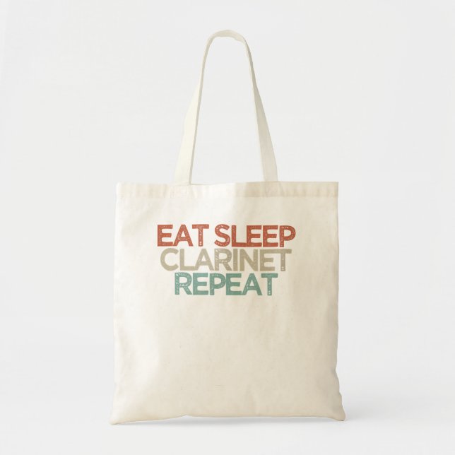 Vintage Eat Sleep Clarinet Repeat Funny Tote Bag (Front)