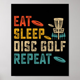 Vintage Eat Sleep Disc Golf Repeat Player Golfer G Poster