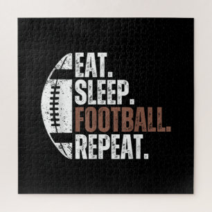 Vintage Eat Sleep Football Repeat Jigsaw Puzzle