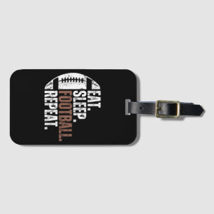 Vintage Eat Sleep Football Repeat Luggage Tag