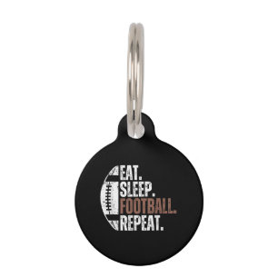 Vintage Eat Sleep Football Repeat Pet Tag