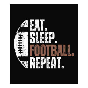 Vintage Eat Sleep Football Repeat Photo Print