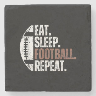 Vintage Eat Sleep Football Repeat Stone Coaster
