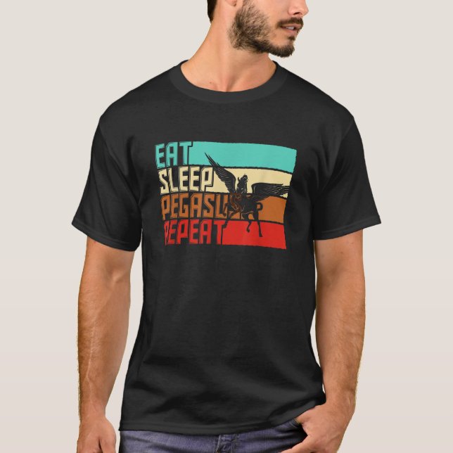 Vintage Eat Sleep Repeat Pegasus T Shirt (Front)