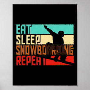 Vintage Eat Sleep Repeat Snowboarding  Poster