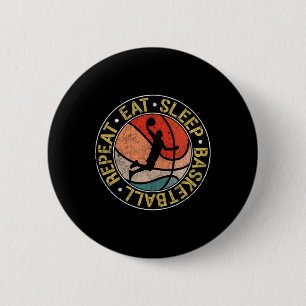 Vintage Eat Sleep Sketll Repeat Retro Dunking 6 Cm Round Badge