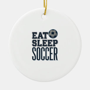 Vintage Eat Sleep Soccer Shirt Design (2)_1 Ceramic Tree Decoration