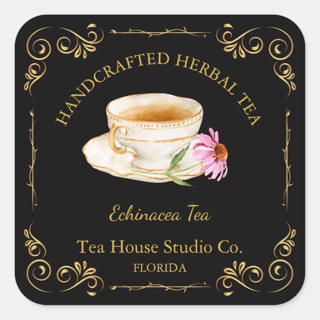Vintage Echinacea Tea Square Label (Front)