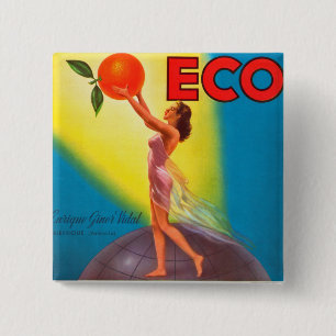 Vintage Eco Orange Label 15 Cm Square Badge