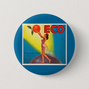 Vintage Eco Orange Label 6 Cm Round Badge