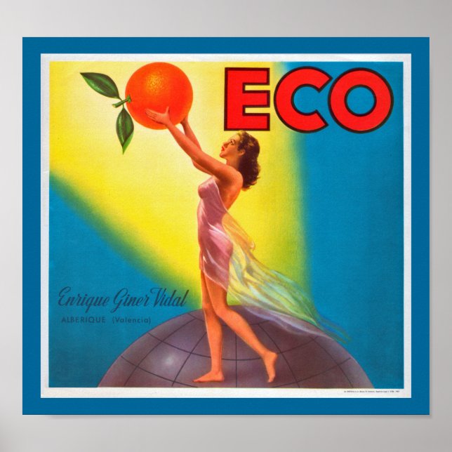 Vintage Eco Orange Label Poster (Front)