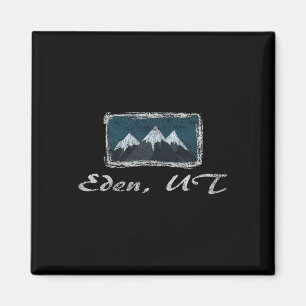 Vintage Eden Utah Winter Skiing Fun Magnet
