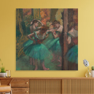 Vintage Edgar Degas Dancers in Green Ballet Art Canvas Print
