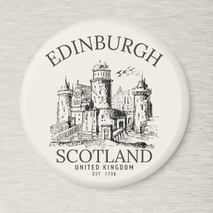 Vintage Edinburgh Castle Retro Design Magnet