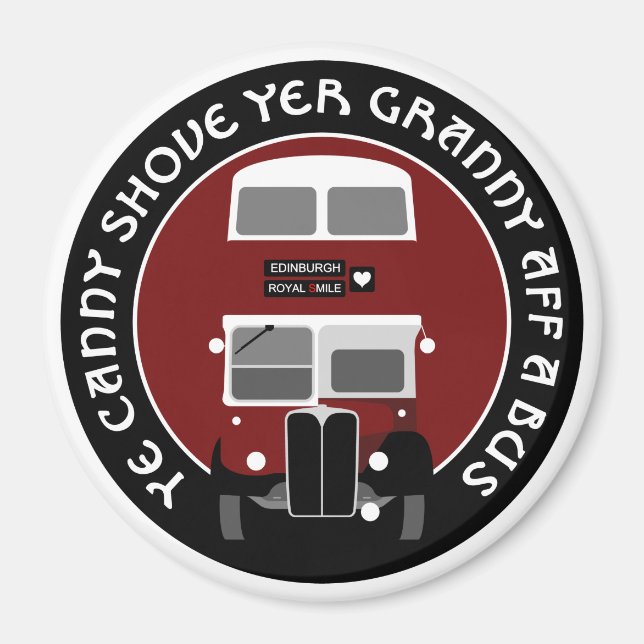 Vintage Edinburgh Double-decker bus Magnet (Front)