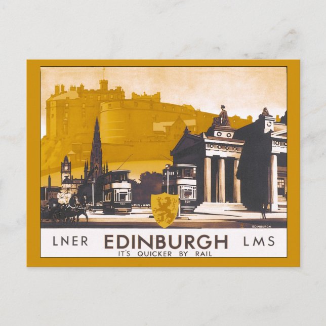 Vintage Edinburgh LNER/LMS railway travel ad Postcard (Front)