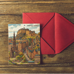 Vintage Edinburgh Scotland Historic Travel Art Postcard