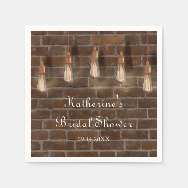 Vintage Edison Lightbulbs Industrial Wedding Napkin (Front)