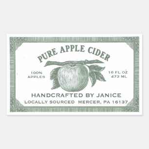 Vintage Editable Apple Cider Label Green
