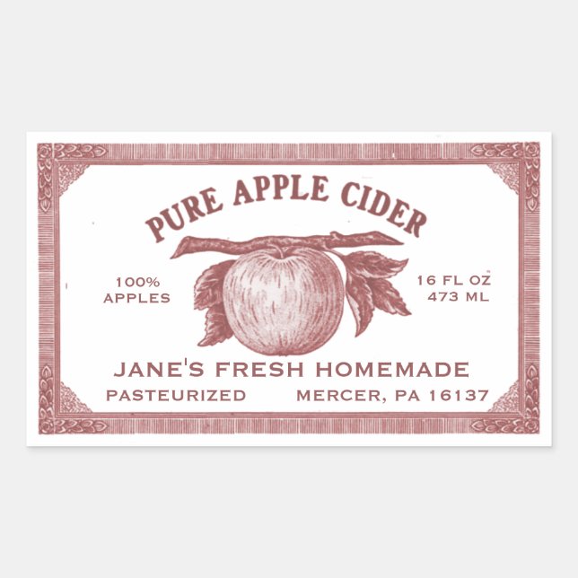 Vintage Editable Apple Cider Label Red (Front)