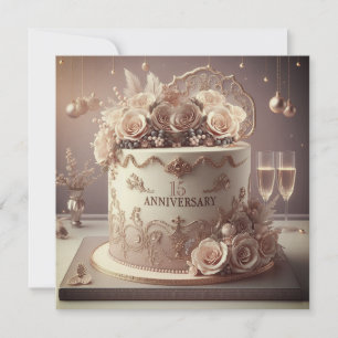 VINTAGE EDITABLE WEDDING ANNIVERSARY CAKE INVITATION
