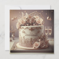 VINTAGE EDITABLE WEDDING ANNIVERSARY CAKE