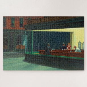 Vintage Edward Hopper Nighthawks Diner Poster Jigsaw Puzzle