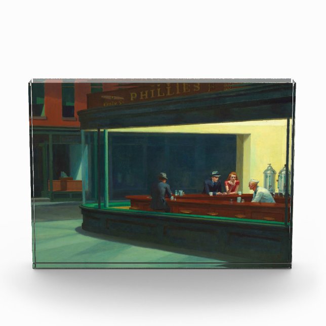 Vintage Edward Hopper Nighthawks Diner Poster Photo Block (Front)