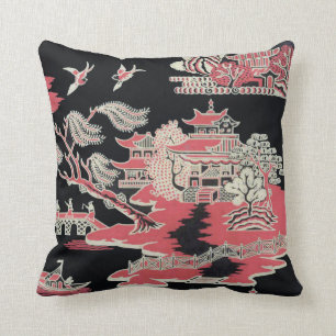 Vintage Edwardian Chinoiserie Pillow Throw