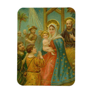 Vintage Edwardian Era Nativity Christmas Card Magnet