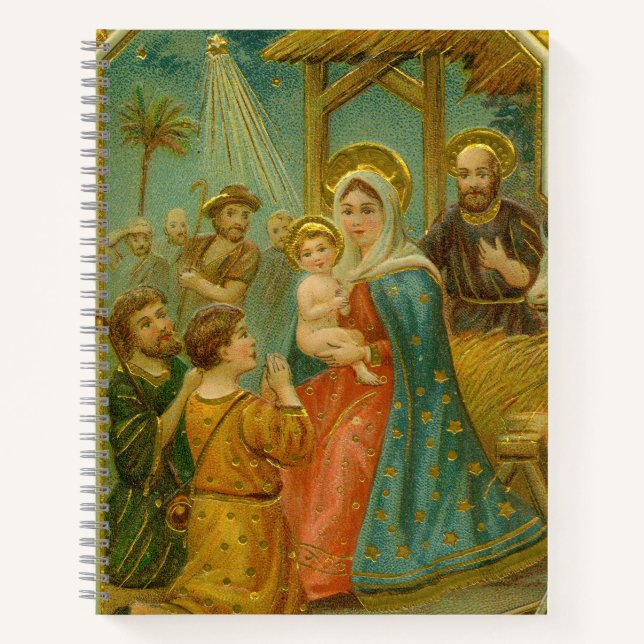 Vintage Edwardian Era Nativity Christmas Card Notebook (Front)