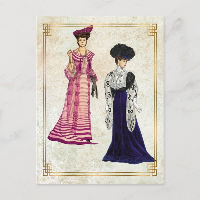 Vintage Edwardian Fashion Models Daywear Dresses Postcard (Front)