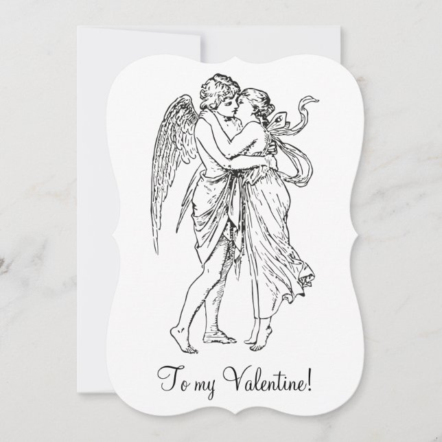 Vintage Edwardian Valentine angel cupid white Holiday Card (Front)