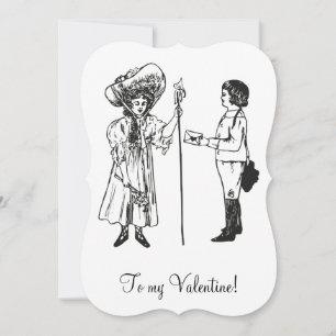 Vintage Edwardian Valentine boy girl letter white Holiday Card